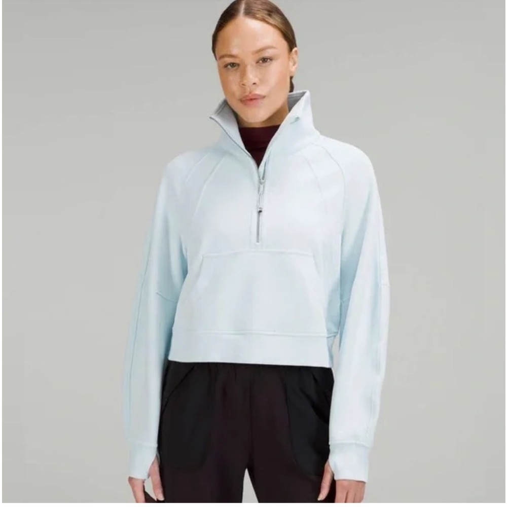 Lululemon Scuba Oversized Funnel Neck Half Zip in Powder Blue